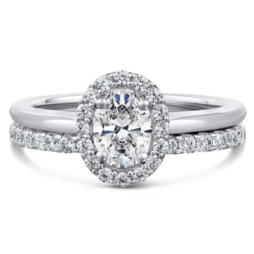 Platinum Diamond Oval Bridal Set - Carnation